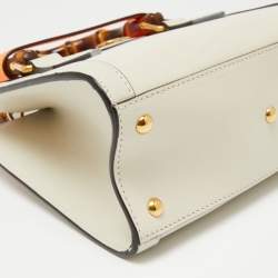 Pre Owned Gucci Off White Leather Mini Diana Tote