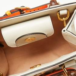 Pre Owned Gucci Off White Leather Mini Diana Tote