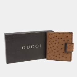 Gucci Brown Ostrich Compact Wallet