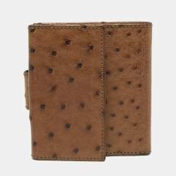 Gucci Brown Ostrich Compact Wallet