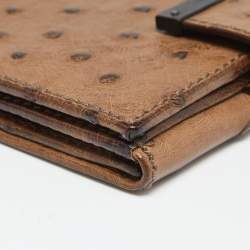 Gucci Brown Ostrich Compact Wallet