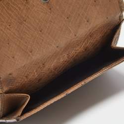 Gucci Brown Ostrich Compact Wallet