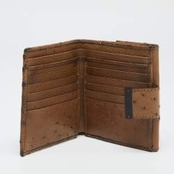 Gucci Brown Ostrich Compact Wallet