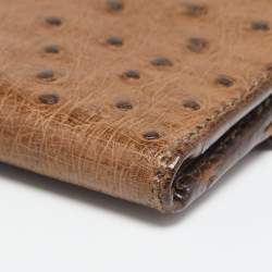 Gucci Brown Ostrich Compact Wallet