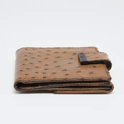 Gucci Brown Ostrich Compact Wallet