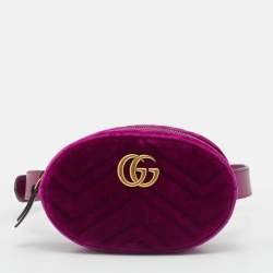 Pre Owned حقيبة حزام غوتشي GG مارمونت قطيفة ماتيلاس بنفسجي