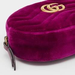 Pre Owned حقيبة حزام غوتشي GG مارمونت قطيفة ماتيلاس بنفسجي