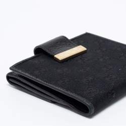 Gucci Black GG Canvas and Leather French Wallet