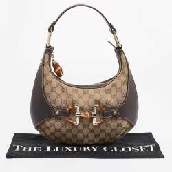 مملوكة مسبقًا Gucci Beige/Brown GG Canvas and Leather Horsebit Amalfi Hobo