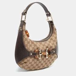 مملوكة مسبقًا Gucci Beige/Brown GG Canvas and Leather Horsebit Amalfi Hobo