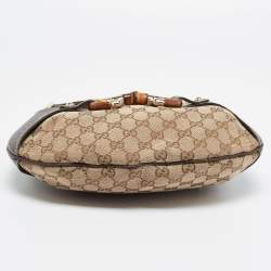 مملوكة مسبقًا Gucci Beige/Brown GG Canvas and Leather Horsebit Amalfi Hobo