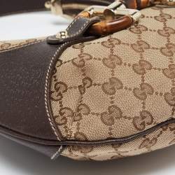 مملوكة مسبقًا Gucci Beige/Brown GG Canvas and Leather Horsebit Amalfi Hobo