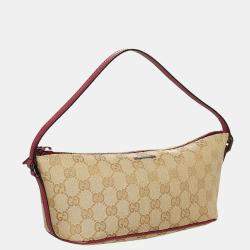 Pre Owned Gucci Beige GG Canvas Boat Baguette