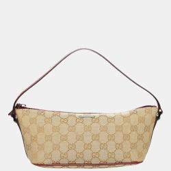Pre Owned Gucci Beige GG Canvas Boat Baguette