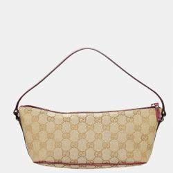 Pre Owned Gucci Beige GG Canvas Boat Baguette