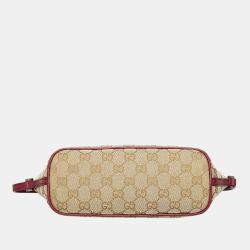 Pre Owned Gucci Beige GG Canvas Boat Baguette