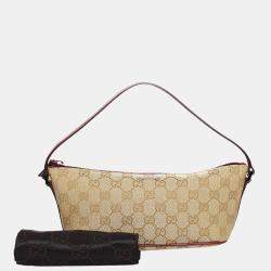 Pre Owned Gucci Beige GG Canvas Boat Baguette
