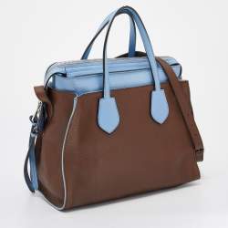 Gucci Brown/Light Blue Leather Medium Layered Studded Ramble Tote