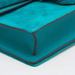 Pre Owned حقيبة كتف غوتشي ديونسيوس سوبر جلد وقطيفة أزرق مخضر صغيرة