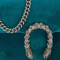 Pre Owned حقيبة كتف غوتشي ديونسيوس سوبر جلد وقطيفة أزرق مخضر صغيرة