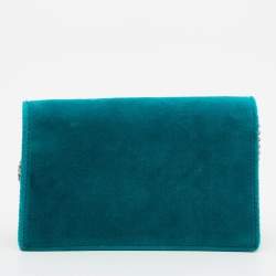 Pre Owned حقيبة كتف غوتشي ديونسيوس سوبر جلد وقطيفة أزرق مخضر صغيرة