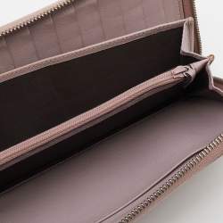 Pre Owned محفظة بسحاب مستدير غوتشي جلد ميكروغوتشيسيما وردي فاتح