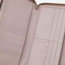 Pre Owned محفظة بسحاب مستدير غوتشي جلد ميكروغوتشيسيما وردي فاتح