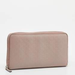 Pre Owned محفظة بسحاب مستدير غوتشي جلد ميكروغوتشيسيما وردي فاتح