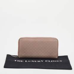 Pre Owned محفظة بسحاب مستدير غوتشي جلد ميكروغوتشيسيما وردي فاتح