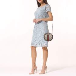 Pre Owned Gucci Brown GG Supreme Canvas and Leather Mini Ophidia Round Bag