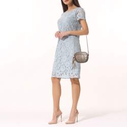 Pre Owned حقيبة كروس غوتشي ميني سوهو ديسكو جلد ميتالك بيج بسلسلة