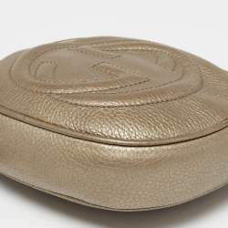 Pre Owned حقيبة كروس غوتشي ميني سوهو ديسكو جلد ميتالك بيج بسلسلة