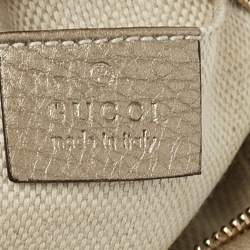 Pre Owned حقيبة كروس غوتشي ميني سوهو ديسكو جلد ميتالك بيج بسلسلة