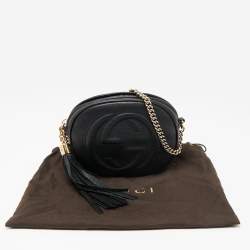Pre Owned Gucci Black Leather Mini Soho Disco Chain Crossbody Bag