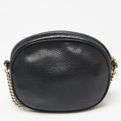 Pre Owned Gucci Black Leather Mini Soho Disco Chain Crossbody Bag