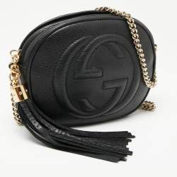 Pre Owned Gucci Black Leather Mini Soho Disco Chain Crossbody Bag