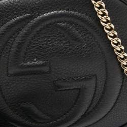 Pre Owned Gucci Black Leather Mini Soho Disco Chain Crossbody Bag
