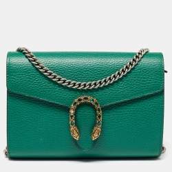 Pre Owned محفظة بسلسلة غوتشى دينسيوس جلد اخضر