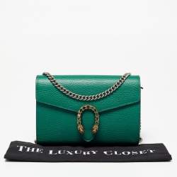 Pre Owned محفظة بسلسلة غوتشى دينسيوس جلد اخضر