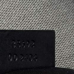 Pre Owned Gucci Grey/Black Canvas and Leather Bamboo Handle Hobo