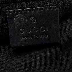 Pre Owned Gucci Grey/Black Canvas and Leather Bamboo Handle Hobo