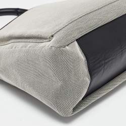 Pre Owned Gucci Grey/Black Canvas and Leather Bamboo Handle Hobo