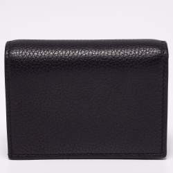 Pre Owned Gucci Black Leather Blind For Love Bee Accent Bifold Wallet