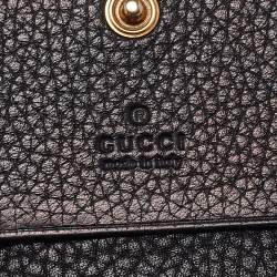 Pre Owned Gucci Black Leather Blind For Love Bee Accent Bifold Wallet