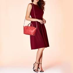 Pre Owned Gucci Red Leather Mini Swing Tote 