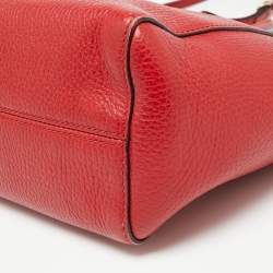 Pre Owned Gucci Red Leather Mini Swing Tote 