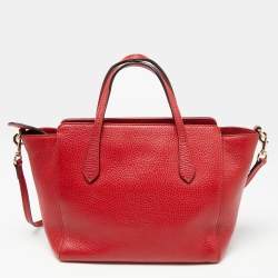 Pre Owned Gucci Red Leather Mini Swing Tote 