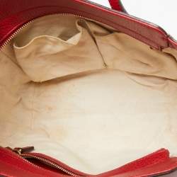 Pre Owned Gucci Red Leather Mini Swing Tote 