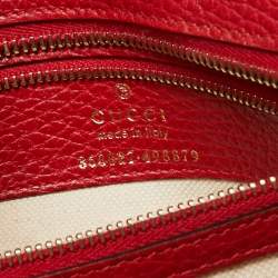 Pre Owned Gucci Red Leather Mini Swing Tote 