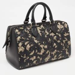Gucci Black/Beige GG Supreme Canvas and Leather Medium Arabesque Boston Bag